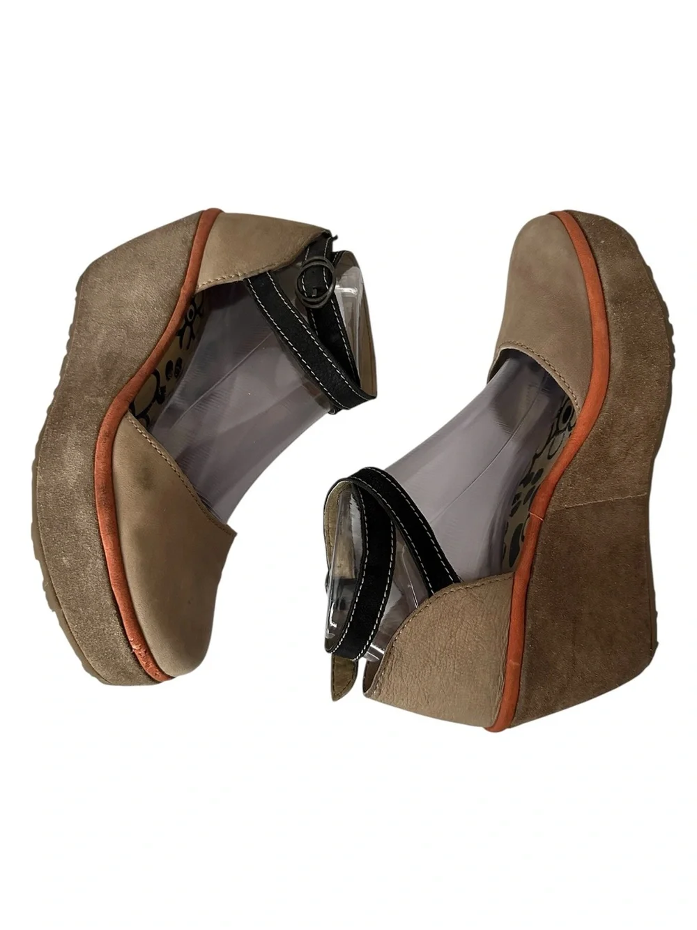Fly London Punch Penn Wedge Sandals Taupe Nubuck Leather Size 40